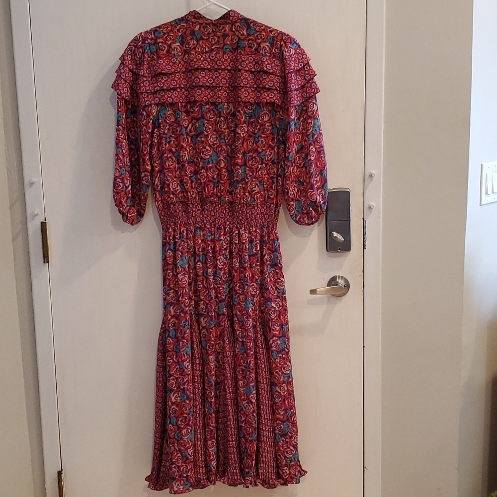 Diane Freis Vintage Red Rose Valentine's Day Midi Dress - Picture 5 of 6